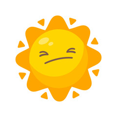 Cartoon sun with cute cartoon faces for children.