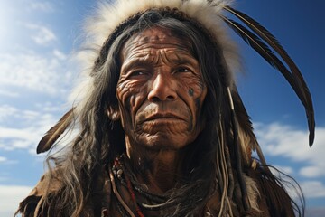 Obraz premium A member of any indigenous people of North, Central, and South America, especially the indigenous people that make up the Americas today.