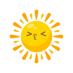 Cartoon sun with cute cartoon faces for children.