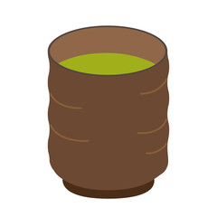 A Japanese mug without a handle with green tea. Japanese traditional drink.