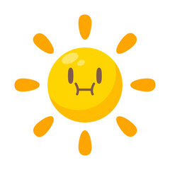 Cartoon sun with cute cartoon faces for children.