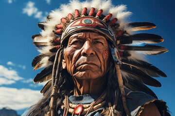 Obraz premium A member of any indigenous people of North, Central, and South America, especially the indigenous people that make up the Americas today.