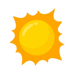 yellow sun icon Simple cartoon style design. The rays of the sun in summer