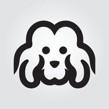 Minimalistic Poodle Dog logo design with thin lines black and white in the abstract shape illustration vector