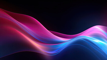 An abstract futuristic wavey background with pink blue glowing lines.