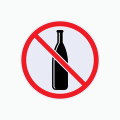 No Alcohol Beverage Icon. Symbol of Prohibition Alcoholism Drink - Vector.