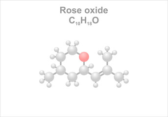 Simplified scheme of the rose oxide molecule. Component of rose oil.
