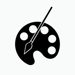 Palette Icon. Thin Board or Slab on Which An Artist Mixes Colors. Pallet Symbol - Vector. 