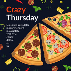 Crazy Thursday pizza Italian cuisine promo banner