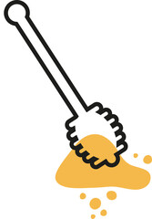 Honey dipper stick with dripping honey. line simple art