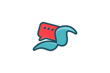 Social media chat bird logo design modern app website icon symbol