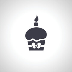 cupcake with birthday candle icon. Cake icon. Muffin, cup cake icon.