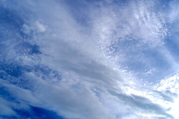 Naklejka na ściany i meble Amazing looking blue sky white clouds at evening moments.