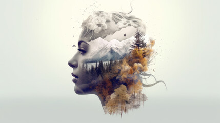 Autumn Dreams A Surreal Double Exposure Image of a Face and Nature © Graphics.Parasite
