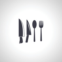 kitchen knife set, fork and spoon icon
