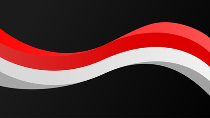 seamless waves pattern design with red white shapes on black background. Indonesia flag in 3d texture for independence day wallpaper, poster, banner and social media post.