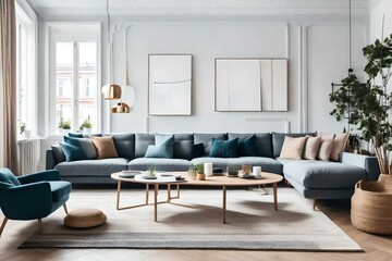 Modern interior of room with sofa generated by AI tool