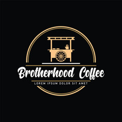 Brotherhood Coffe logo, angkringan, cafe logo, hawker, packman, peddler vector design - obrazy, fototapety, plakaty
