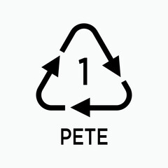 Recyclability Icon. Plastic PETE 1, Recycling Symbol - Vector.  