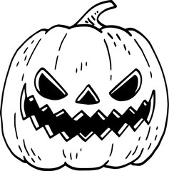 hand drawn Halloween pumpkin illustration isolated on white background.