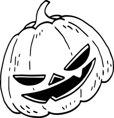 hand drawn Halloween pumpkin illustration isolated on white background.