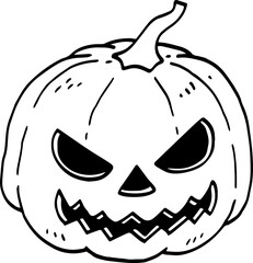 hand drawn Halloween pumpkin illustration isolated on white background.