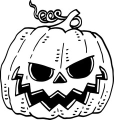 hand drawn Halloween pumpkin illustration isolated on white background.