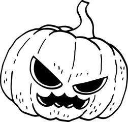 hand drawn Halloween pumpkin illustration isolated on white background.
