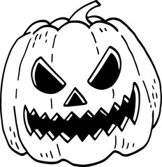 hand drawn Halloween pumpkin illustration isolated on white background.