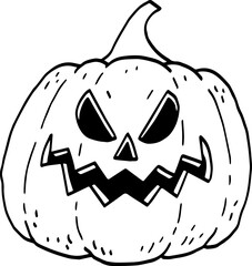 hand drawn Halloween pumpkin illustration isolated on white background.