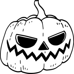 hand drawn Halloween pumpkin illustration isolated on white background.
