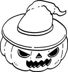 hand drawn Halloween pumpkin illustration isolated on white background.