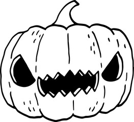 hand drawn Halloween pumpkin illustration isolated on white background.