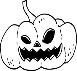 hand drawn Halloween pumpkin illustration isolated on white background.