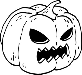 hand drawn Halloween pumpkin illustration isolated on white background.