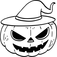 hand drawn Halloween pumpkin illustration isolated on white background.