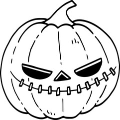 hand drawn Halloween pumpkin illustration isolated on white background.