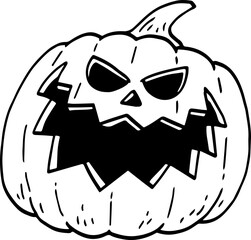 hand drawn Halloween pumpkin illustration isolated on white background.