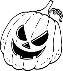 hand drawn Halloween pumpkin illustration isolated on white background.