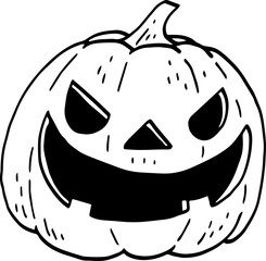 hand drawn Halloween pumpkin illustration isolated on white background.