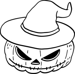hand drawn Halloween pumpkin illustration isolated on white background.