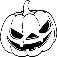 hand drawn Halloween pumpkin illustration isolated on white background.