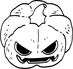 hand drawn Halloween pumpkin illustration isolated on white background.