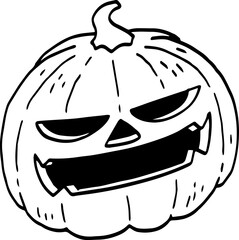 hand drawn Halloween pumpkin illustration isolated on white background.