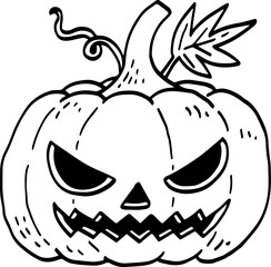 hand drawn Halloween pumpkin illustration isolated on white background.