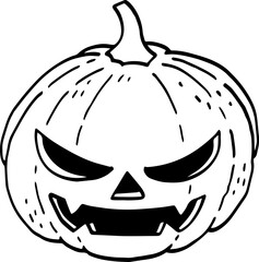 hand drawn Halloween pumpkin illustration isolated on white background.