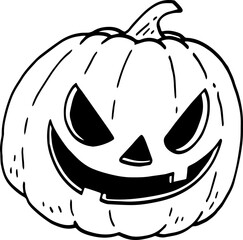 hand drawn Halloween pumpkin illustration isolated on white background.