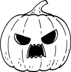 hand drawn Halloween pumpkin illustration isolated on white background.