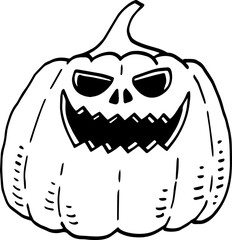 hand drawn Halloween pumpkin illustration isolated on white background.