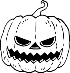 hand drawn Halloween pumpkin illustration isolated on white background.